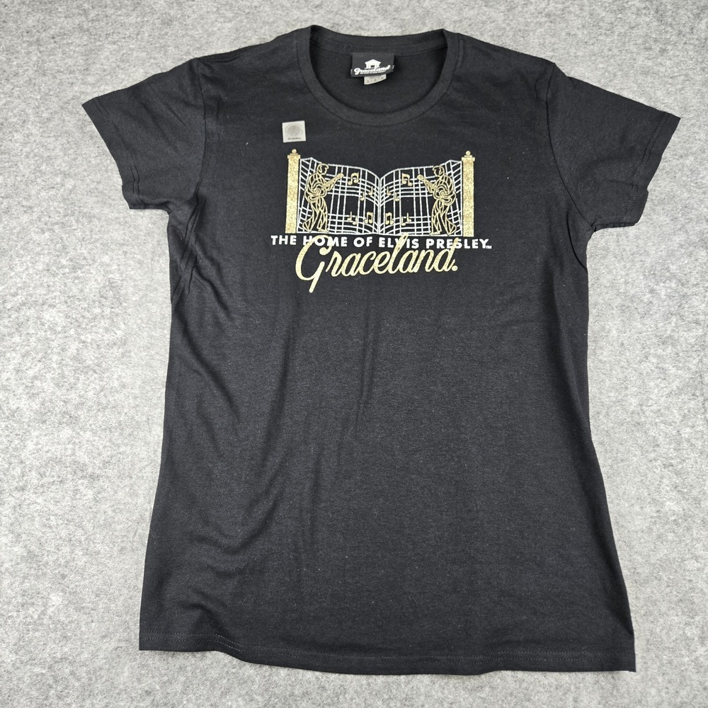 Elvis Presley Graceland Shirt Womens L Memphis TN NWOT The King Blue Suede Shoes